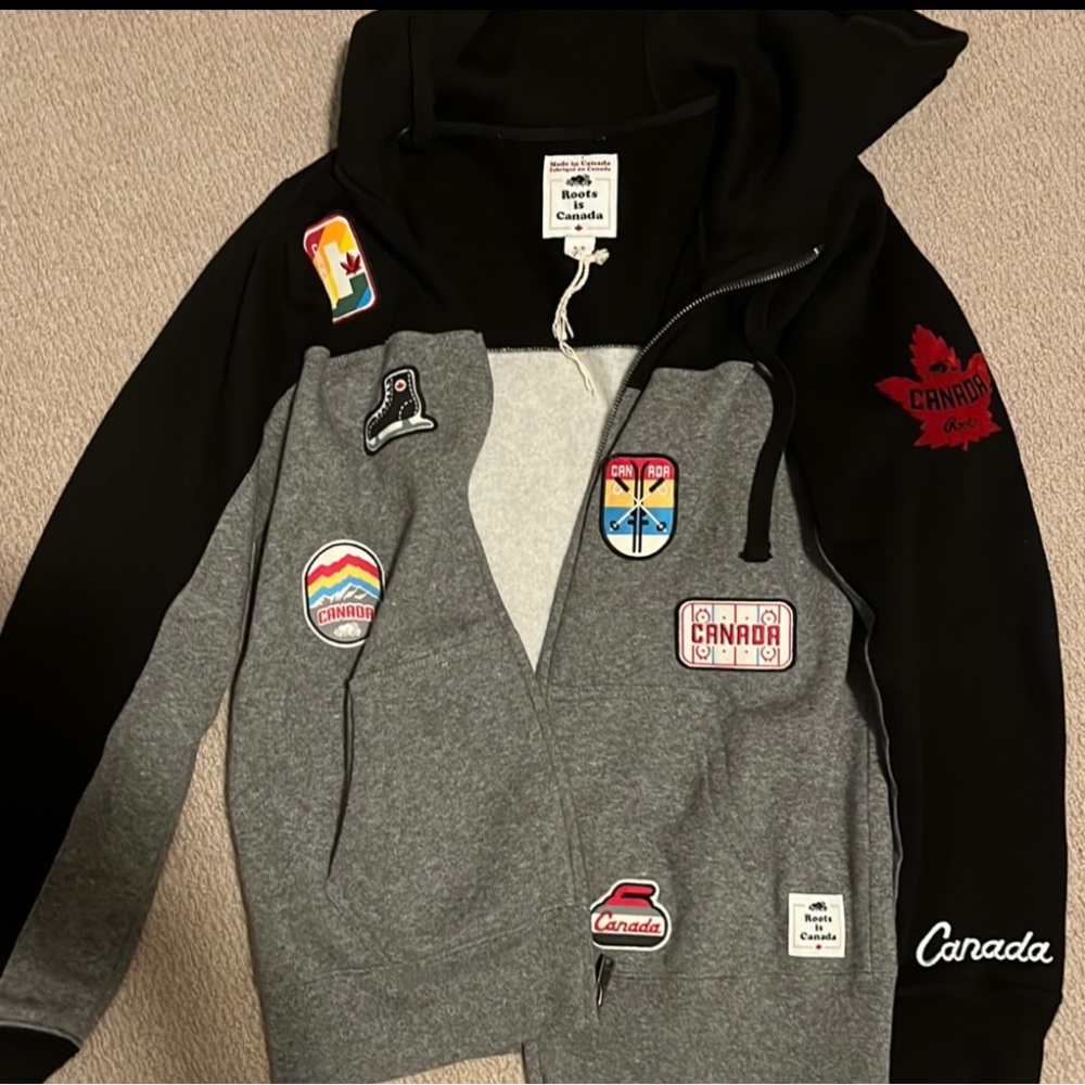RARE Roots Canadian Collection women’s hoodie- winter sports theme.